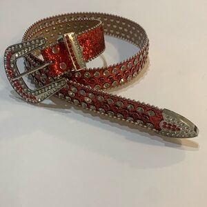 Red and Silver Western Designer Belt